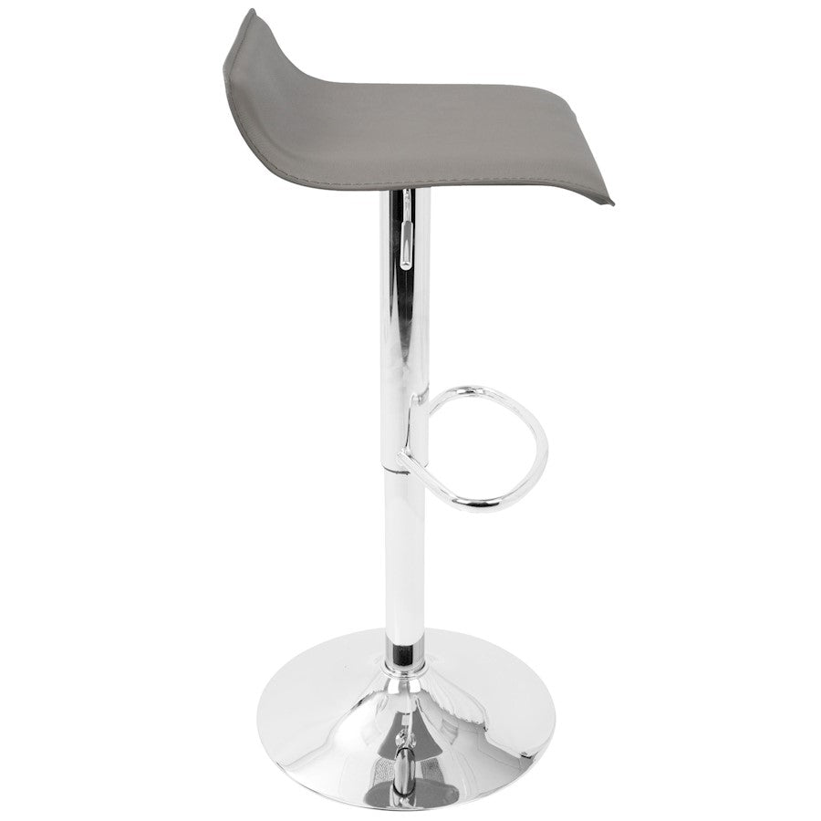 LumiSource Ale Adjustable Bar Stool | Polished Chrome & Grey PU Leather | Kitchen Island & Home Bar Seating | Model BS-ALEGY2