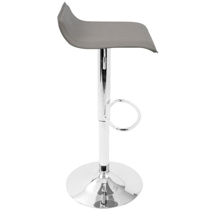 LumiSource Ale Adjustable Bar Stool | Polished Chrome & Grey PU Leather | Kitchen Island & Home Bar Seating | Model BS-ALEGY2