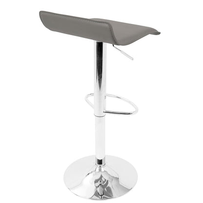 LumiSource Ale Adjustable Bar Stool | Polished Chrome & Grey PU Leather | Kitchen Island & Home Bar Seating | Model BS-ALEGY2