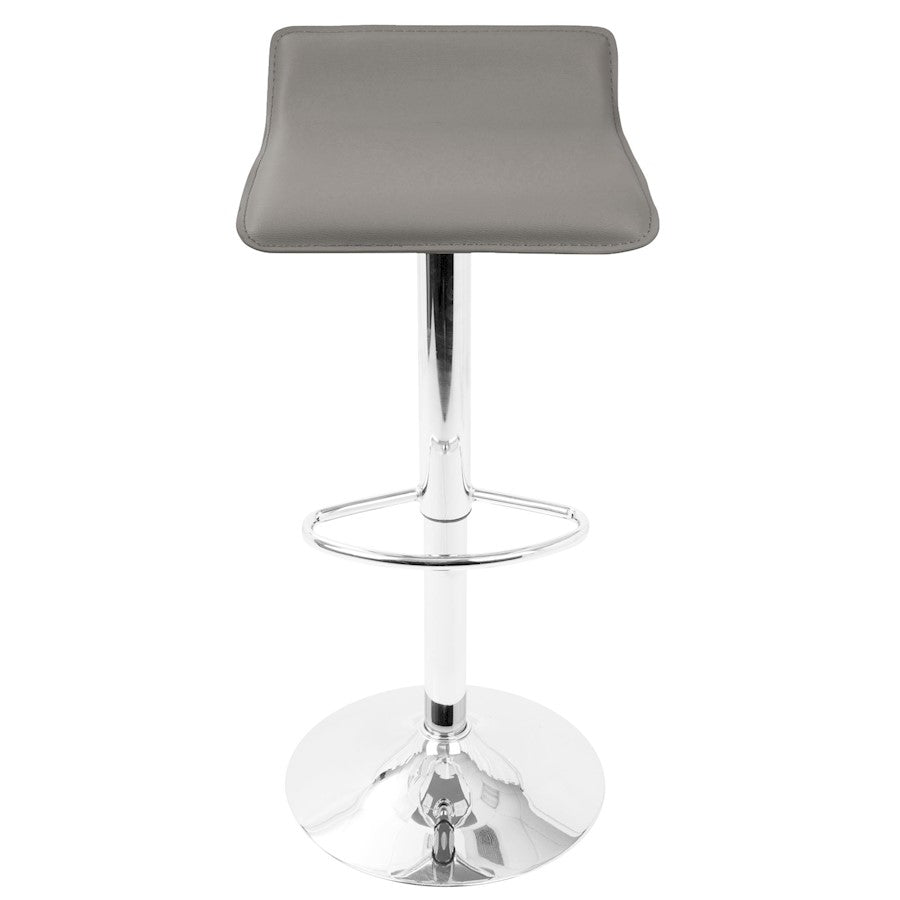 LumiSource Ale Adjustable Bar Stool | Polished Chrome & Grey PU Leather | Kitchen Island & Home Bar Seating | Model BS-ALEGY2