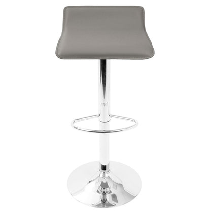 LumiSource Ale Adjustable Bar Stool | Polished Chrome & Grey PU Leather | Kitchen Island & Home Bar Seating | Model BS-ALEGY2
