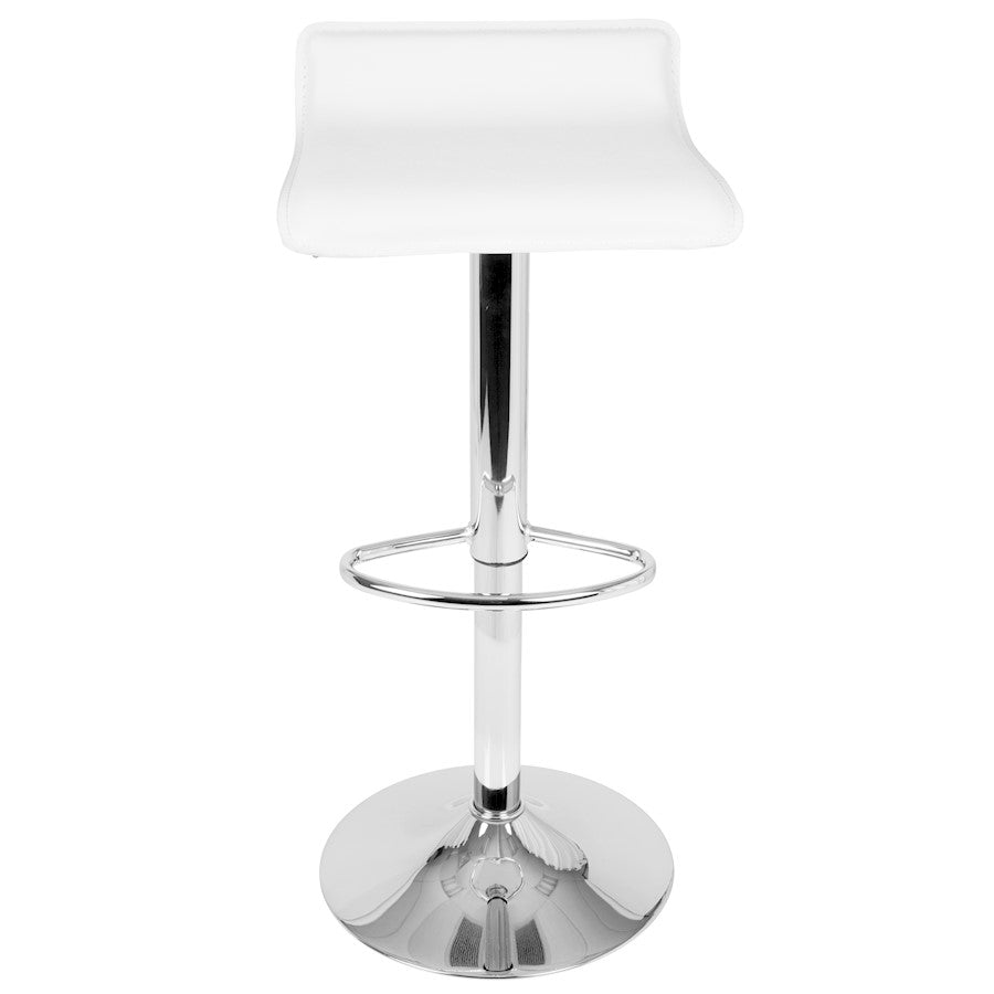 LumiSource Ale Adjustable Barstool Set of 2 | White PU Leather, Chrome | Kitchen Island & Bar Seating | 16 x 16 x 26-35 in H | Model BS-ALEW2