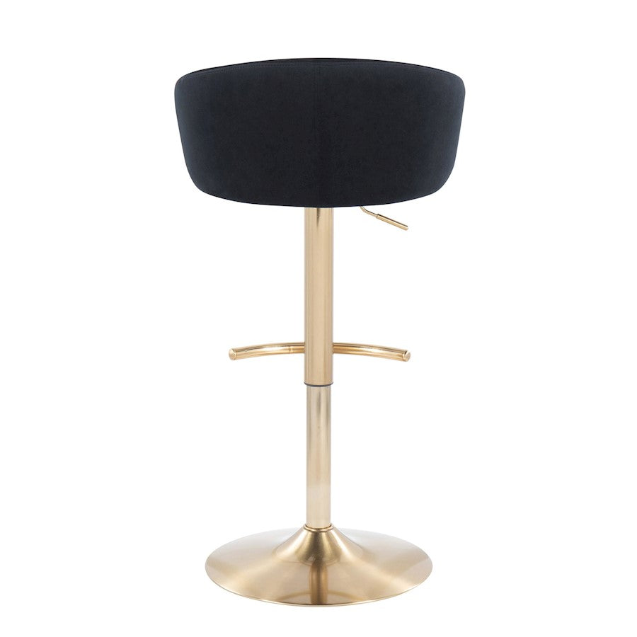LumiSource Claire Adjustable Bar Stool Set of 2 | Gold Metal & Black Velvet | Contemporary Bar & Kitchen Seating | Model BS-CLAIRE2AUVBK2