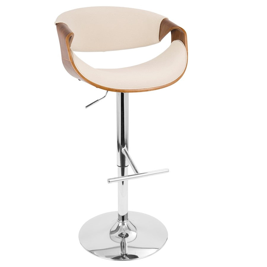 LumiSource Curvo Barstool | Walnut & Cream, Mid-Century Modern | Kitchen & Bar Seating | 21 x 21 x 34-42.5 in H | Model BS-CURVOWL-CR