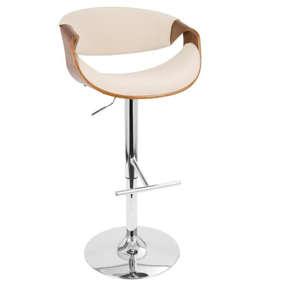 LumiSource Curvo Barstool | Walnut & Cream, Mid-Century Modern | Kitchen & Bar Seating | 21 x 21 x 34-42.5 in H | Model BS-CURVOWL-CR