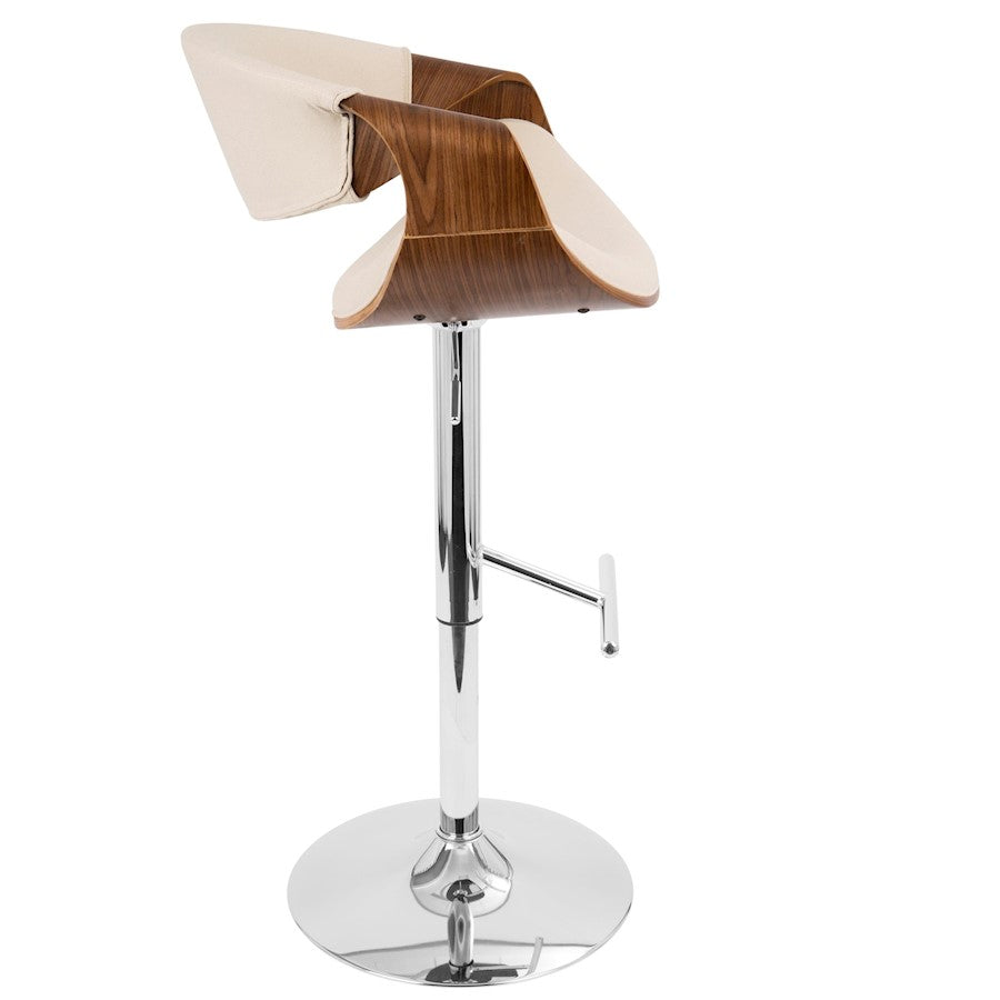 LumiSource Curvo Barstool | Walnut & Cream, Mid-Century Modern | Kitchen & Bar Seating | 21 x 21 x 34-42.5 in H | Model BS-CURVOWL-CR