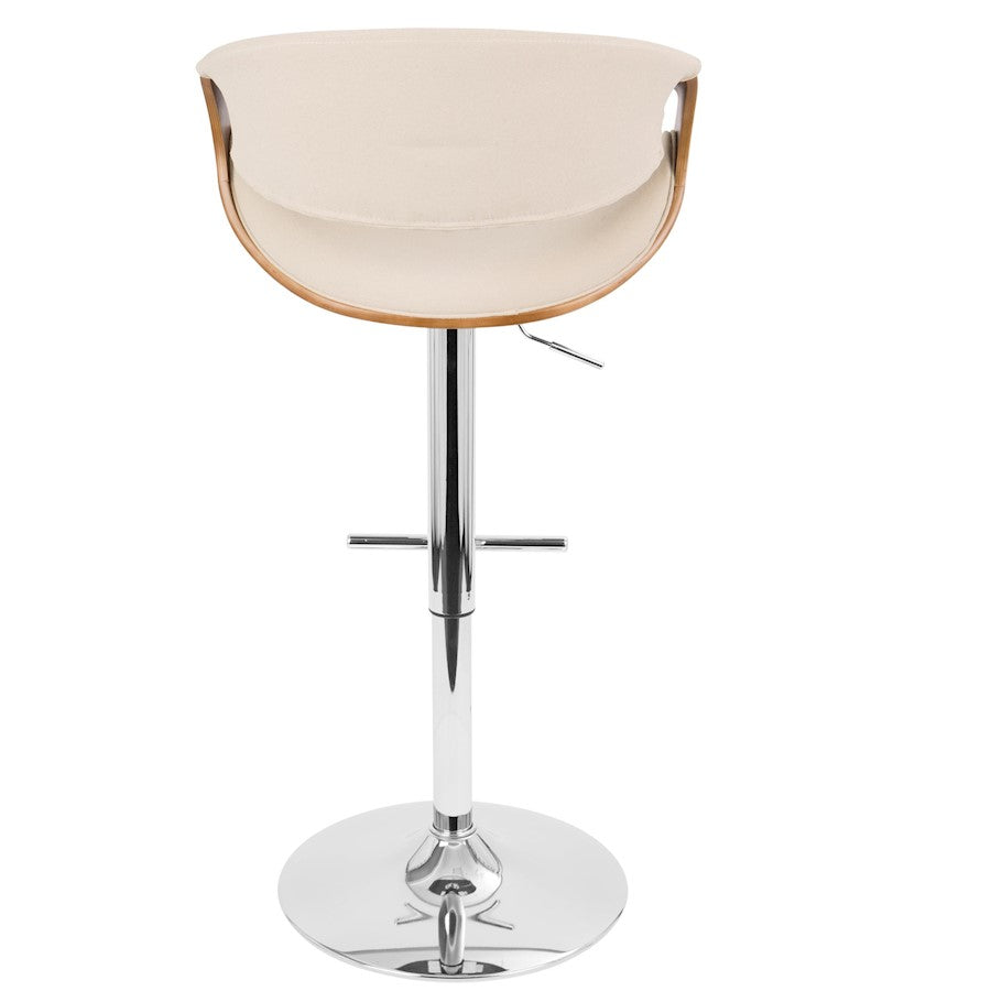 LumiSource Curvo Barstool | Walnut & Cream, Mid-Century Modern | Kitchen & Bar Seating | 21 x 21 x 34-42.5 in H | Model BS-CURVOWL-CR