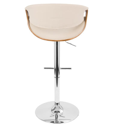 LumiSource Curvo Barstool | Walnut & Cream, Mid-Century Modern | Kitchen & Bar Seating | 21 x 21 x 34-42.5 in H | Model BS-CURVOWL-CR