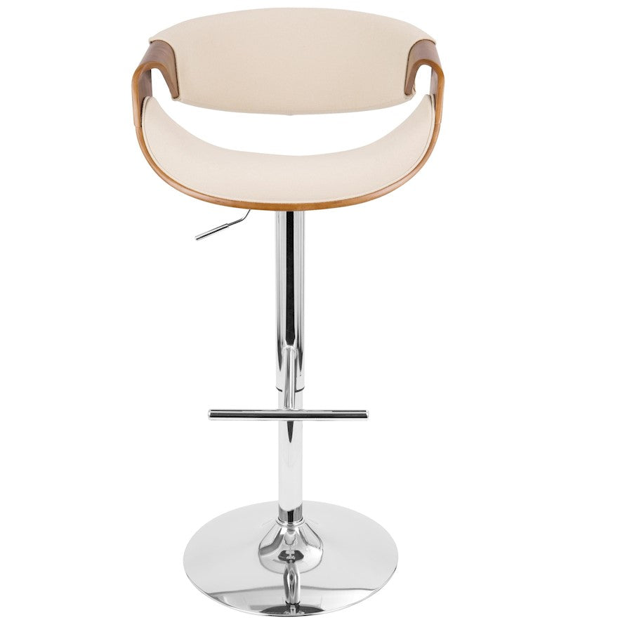 LumiSource Curvo Barstool | Walnut & Cream, Mid-Century Modern | Kitchen & Bar Seating | 21 x 21 x 34-42.5 in H | Model BS-CURVOWL-CR