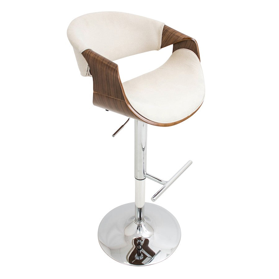 LumiSource Curvo Barstool | Walnut & Cream, Mid-Century Modern | Kitchen & Bar Seating | 21 x 21 x 34-42.5 in H | Model BS-CURVOWL-CR