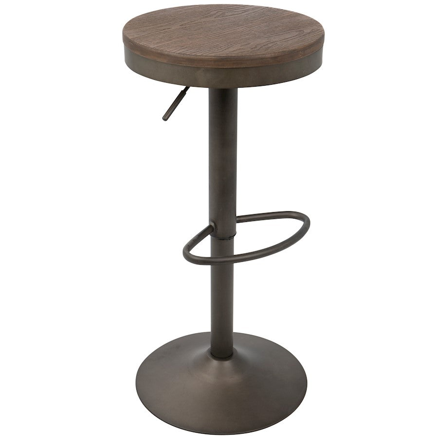 LumiSource Dakota Barstool Set of 2 | Antique Brown Wood & Black Metal | Industrial Kitchen & Bar Seating | 15 x 15 x 23-31 in H | Model BS-DAKAN-BN2