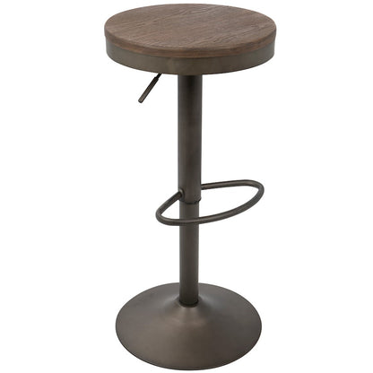 LumiSource Dakota Barstool Set of 2 | Antique Brown Wood & Black Metal | Industrial Kitchen & Bar Seating | 15 x 15 x 23-31 in H | Model BS-DAKAN-BN2