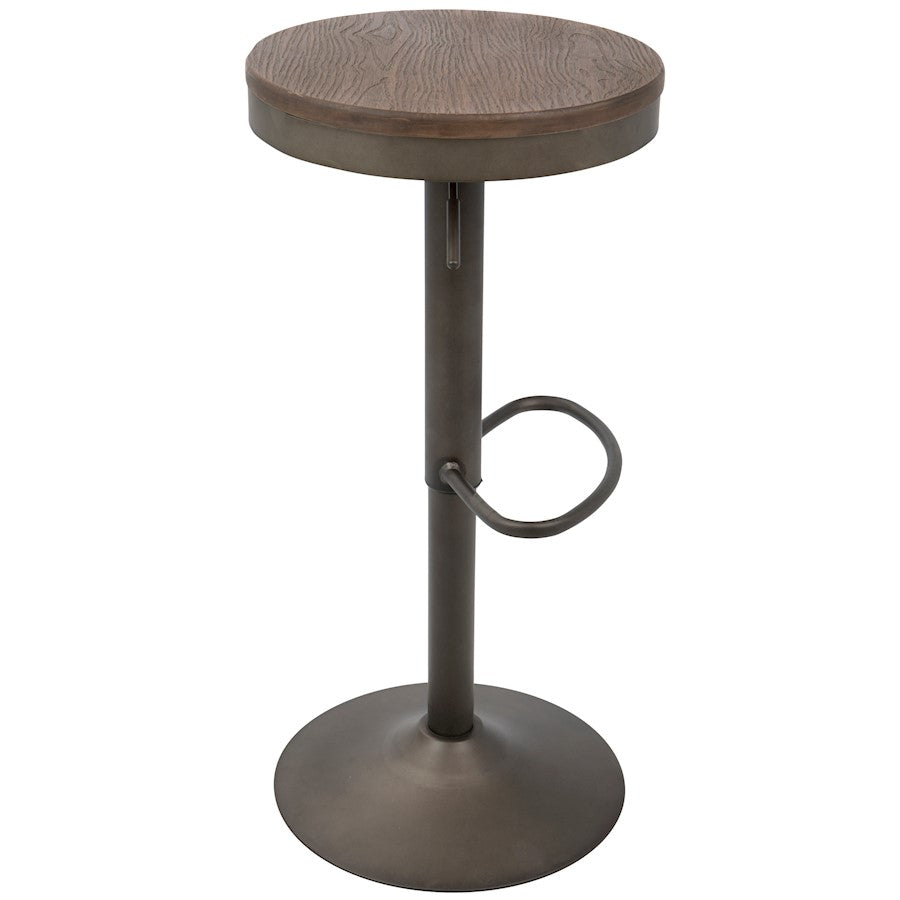 LumiSource Dakota Barstool Set of 2 | Antique Brown Wood & Black Metal | Industrial Kitchen & Bar Seating | 15 x 15 x 23-31 in H | Model BS-DAKAN-BN2