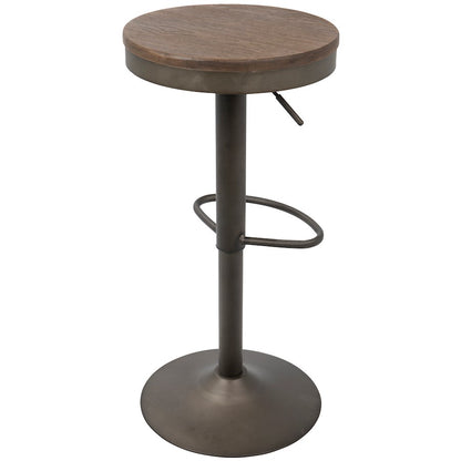 LumiSource Dakota Barstool Set of 2 | Antique Brown Wood & Black Metal | Industrial Kitchen & Bar Seating | 15 x 15 x 23-31 in H | Model BS-DAKAN-BN2