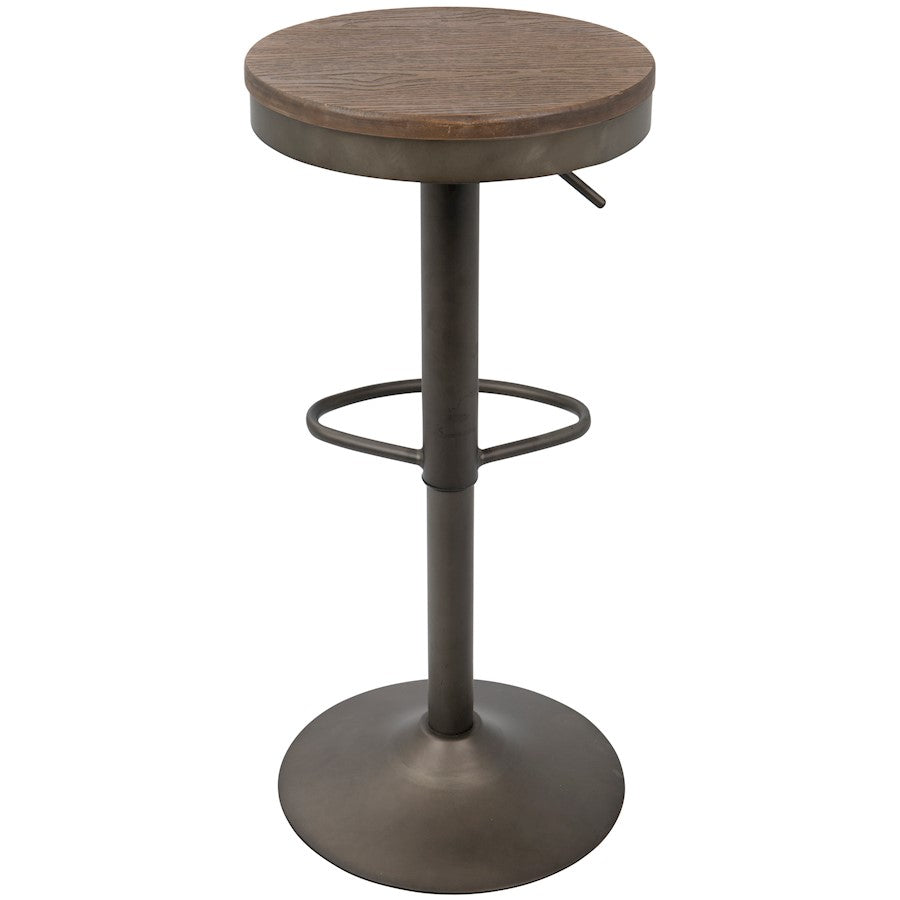 LumiSource Dakota Barstool Set of 2 | Antique Brown Wood & Black Metal | Industrial Kitchen & Bar Seating | 15 x 15 x 23-31 in H | Model BS-DAKAN-BN2