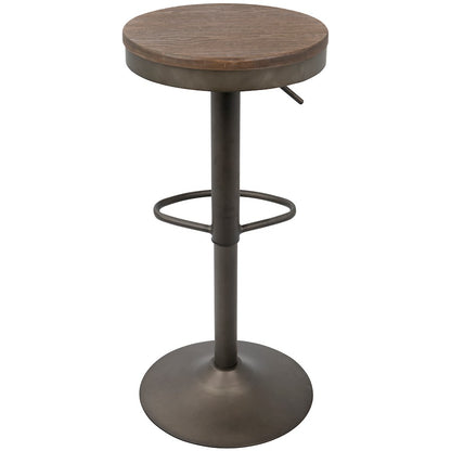 LumiSource Dakota Barstool Set of 2 | Antique Brown Wood & Black Metal | Industrial Kitchen & Bar Seating | 15 x 15 x 23-31 in H | Model BS-DAKAN-BN2