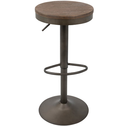 LumiSource Dakota Barstool Set of 2 | Antique Brown Wood & Black Metal | Industrial Kitchen & Bar Seating | 15 x 15 x 23-31 in H | Model BS-DAKAN-BN2