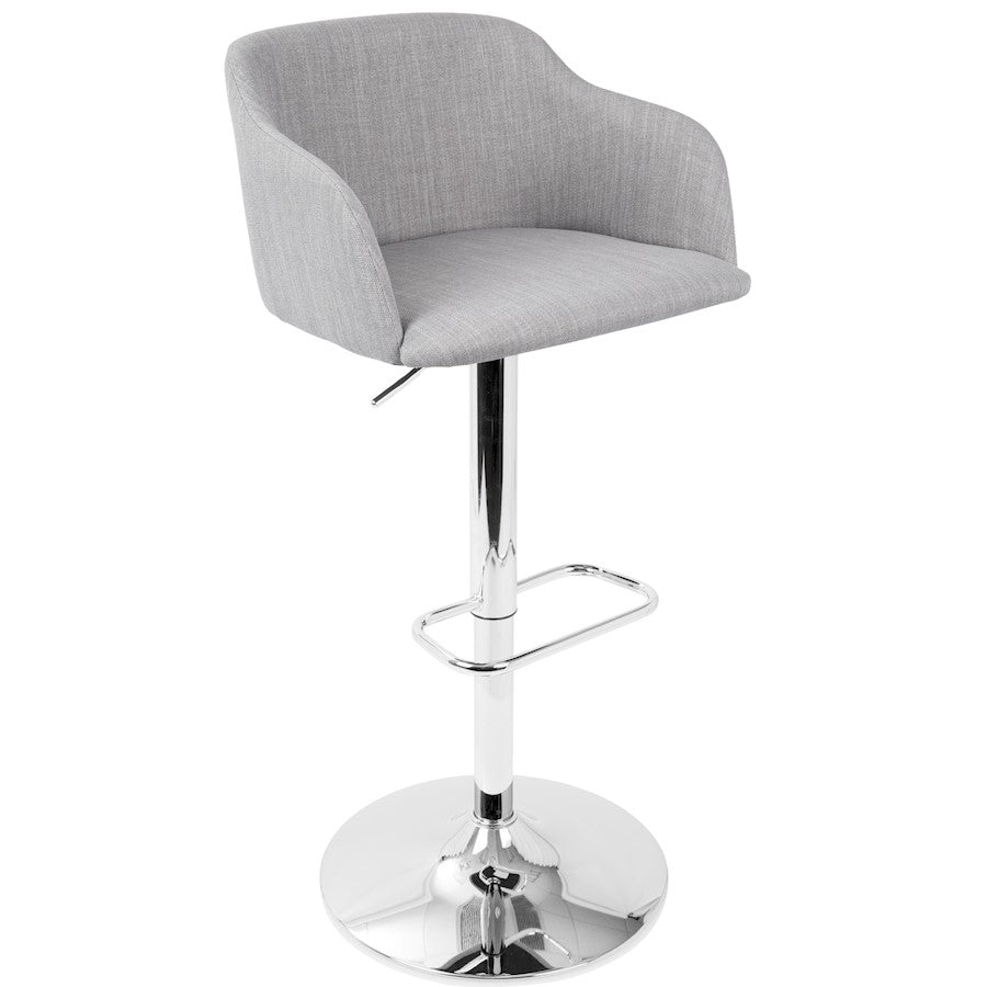 LumiSource Daniella Adjustable Barstool | Contemporary Light Grey Woven Fabric & Chrome | Kitchen Island & Home Bar Seating | Model BS-DNLLALGY
