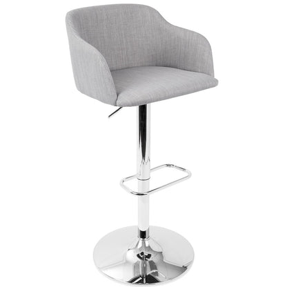 LumiSource Daniella Adjustable Barstool | Contemporary Light Grey Woven Fabric & Chrome | Kitchen Island & Home Bar Seating | Model BS-DNLLALGY