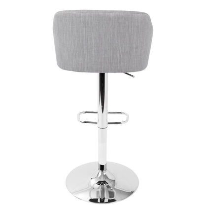 LumiSource Daniella Adjustable Barstool | Contemporary Light Grey Woven Fabric & Chrome | Kitchen Island & Home Bar Seating | Model BS-DNLLALGY