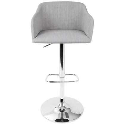 LumiSource Daniella Adjustable Barstool | Contemporary Light Grey Woven Fabric & Chrome | Kitchen Island & Home Bar Seating | Model BS-DNLLALGY