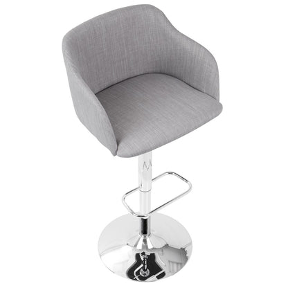 LumiSource Daniella Adjustable Barstool | Contemporary Light Grey Woven Fabric & Chrome | Kitchen Island & Home Bar Seating | Model BS-DNLLALGY