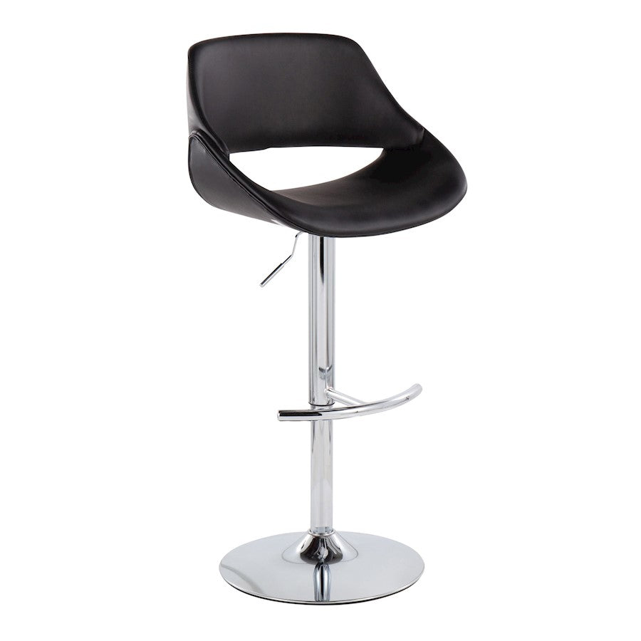 LumiSource Fabrico Adjustable Bar Stool Set of 2 | Contemporary Chrome & Black PU Leather | Kitchen Island & Home Bar | Model BS-FABRICOPU-RT2CHRMBK2