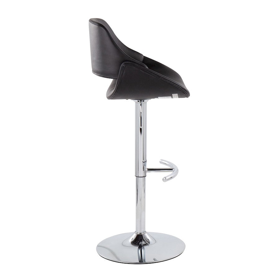 LumiSource Fabrico Adjustable Bar Stool Set of 2 | Contemporary Chrome & Black PU Leather | Kitchen Island & Home Bar | Model BS-FABRICOPU-RT2CHRMBK2