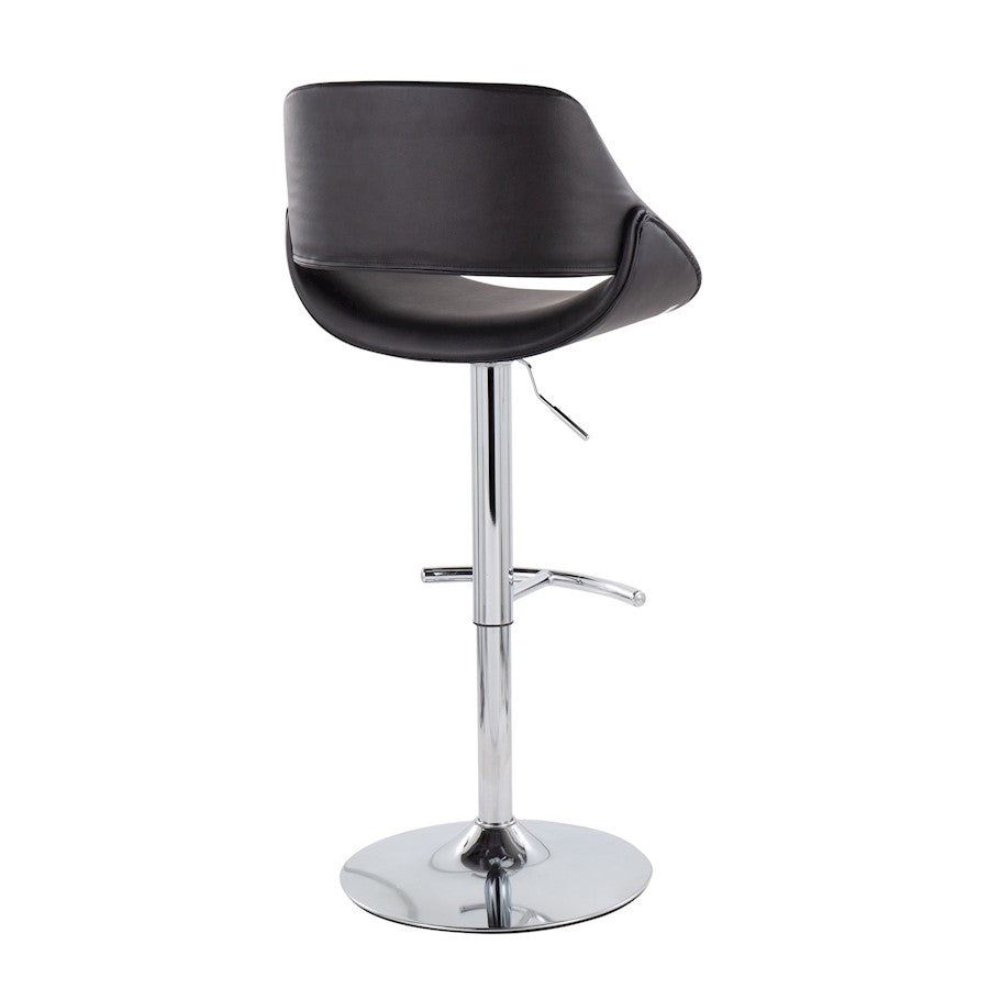 LumiSource Fabrico Adjustable Bar Stool Set of 2 | Contemporary Chrome & Black PU Leather | Kitchen Island & Home Bar | Model BS-FABRICOPU-RT2CHRMBK2