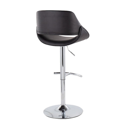 LumiSource Fabrico Adjustable Bar Stool Set of 2 | Contemporary Chrome & Black PU Leather | Kitchen Island & Home Bar | Model BS-FABRICOPU-RT2CHRMBK2