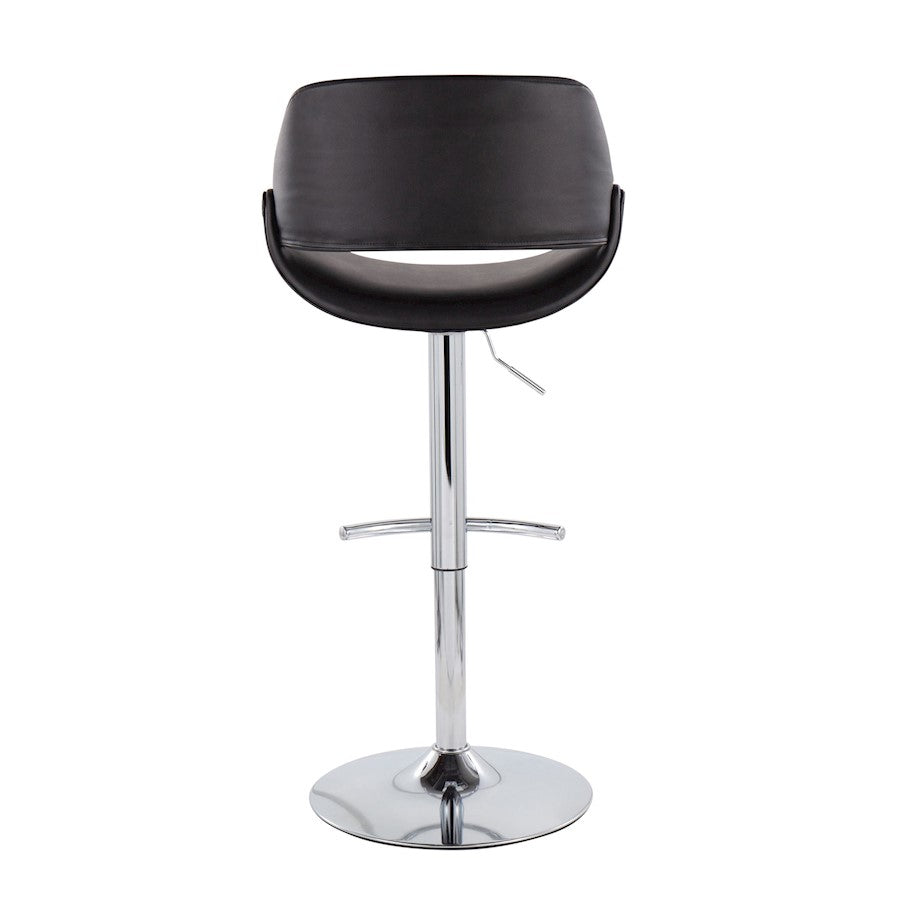 LumiSource Fabrico Adjustable Bar Stool Set of 2 | Contemporary Chrome & Black PU Leather | Kitchen Island & Home Bar | Model BS-FABRICOPU-RT2CHRMBK2