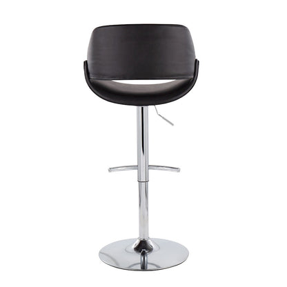 LumiSource Fabrico Adjustable Bar Stool Set of 2 | Contemporary Chrome & Black PU Leather | Kitchen Island & Home Bar | Model BS-FABRICOPU-RT2CHRMBK2