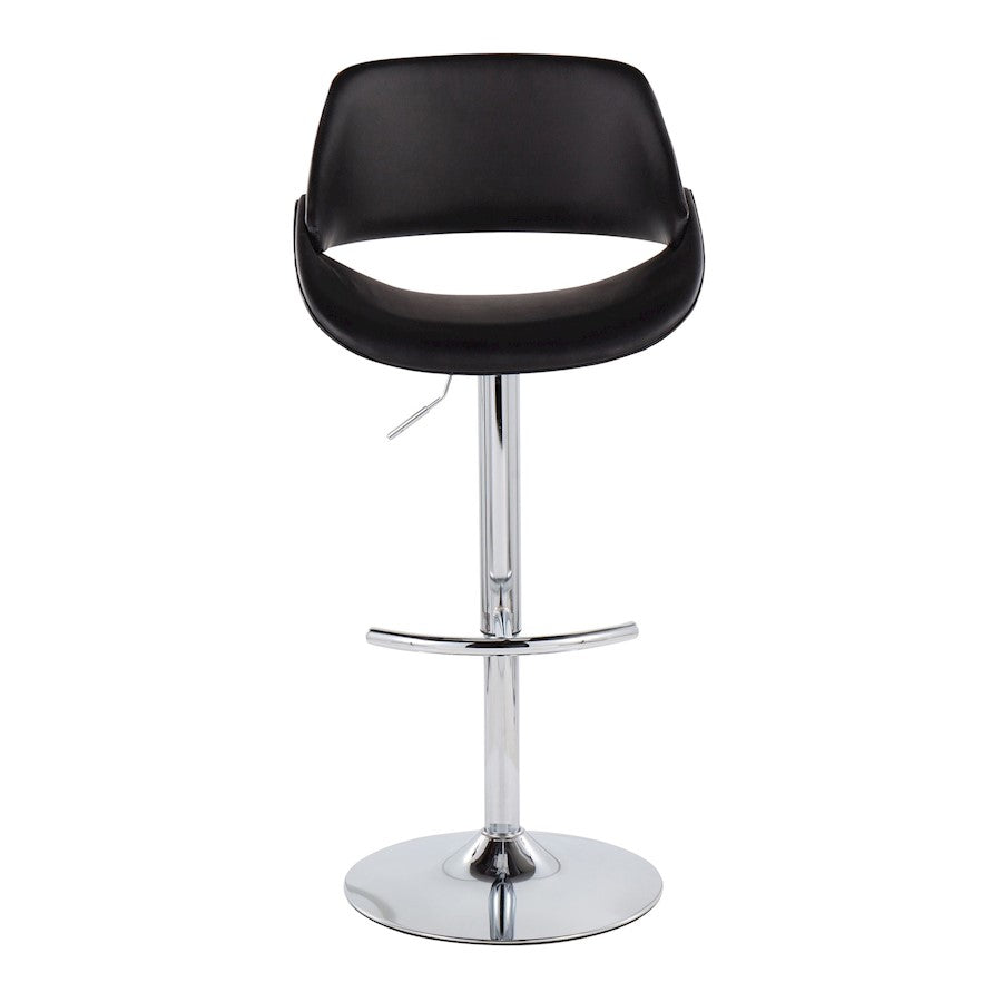 LumiSource Fabrico Adjustable Bar Stool Set of 2 | Contemporary Chrome & Black PU Leather | Kitchen Island & Home Bar | Model BS-FABRICOPU-RT2CHRMBK2