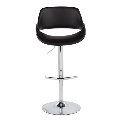 LumiSource Fabrico Adjustable Bar Stool Set of 2 | Contemporary Chrome & Black PU Leather | Kitchen Island & Home Bar | Model BS-FABRICOPU-RT2CHRMBK2