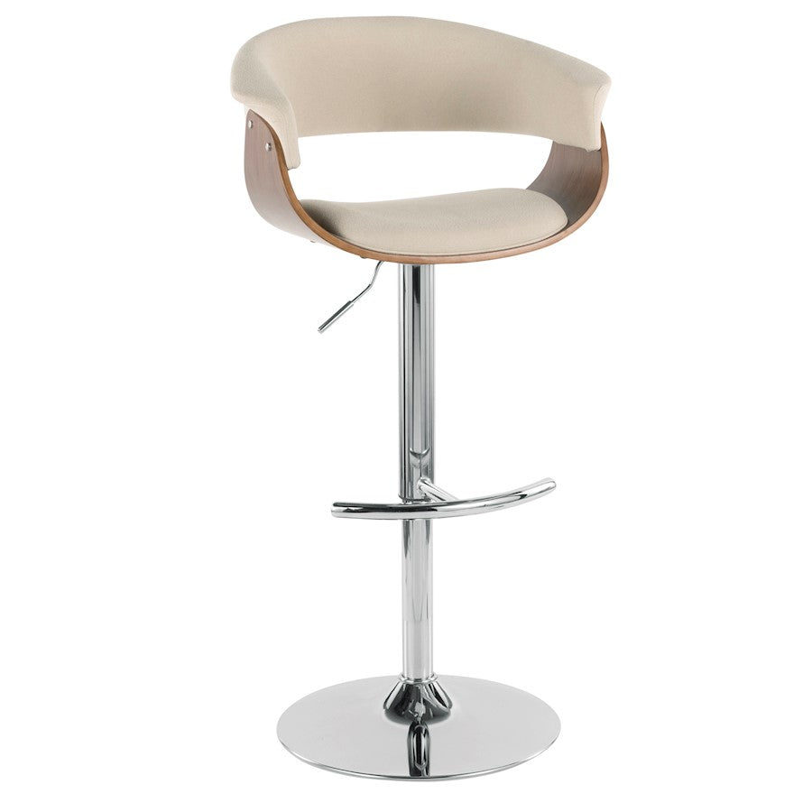 LumiSource Vintage Mod Barstool | Mid-Century Walnut & Cream Fabric | Kitchen & Bar Seating | 17.5 x 23.25 x 42.75 in | Model BS-JY-VMOWL-C