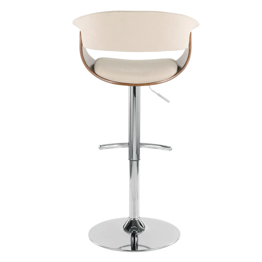 LumiSource Vintage Mod Barstool | Mid-Century Walnut & Cream Fabric | Kitchen & Bar Seating | 17.5 x 23.25 x 42.75 in | Model BS-JY-VMOWL-C