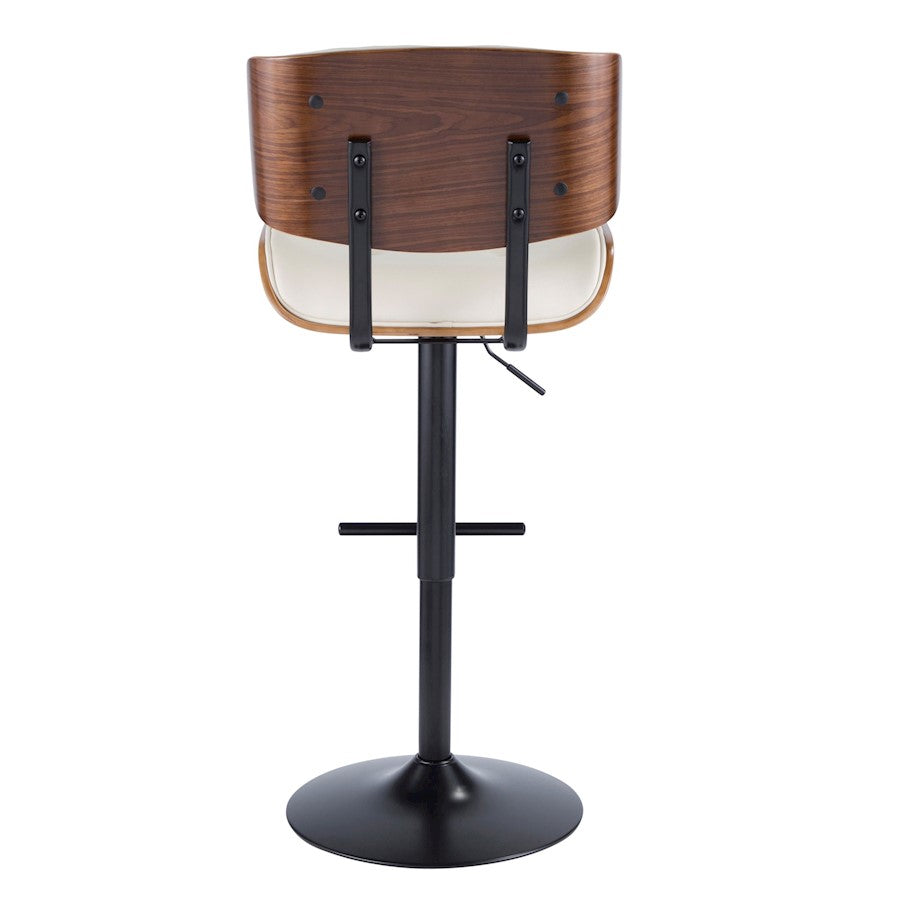 LumiSource Lombardi Adjustable Barstool Set of 2 | Mid-Century Black Walnut & Cream PU | Kitchen & Bar Seating | Model BS-LMB2-SWVTWLCR2