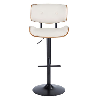 LumiSource Lombardi Adjustable Barstool Set of 2 | Mid-Century Black Walnut & Cream PU | Kitchen & Bar Seating | Model BS-LMB2-SWVTWLCR2