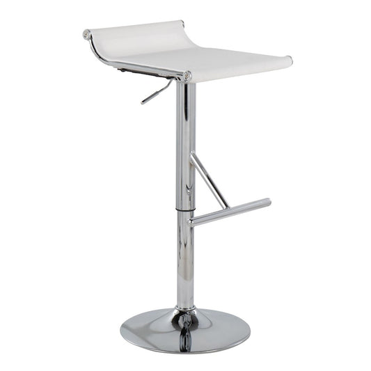 LumiSource Mirage Ale Bar Stool | Chrome and White Mesh | Kitchen Island & Bar Seating | 18 x 16 x 26 in, Adjustable Height | Model BS-MIRALEW