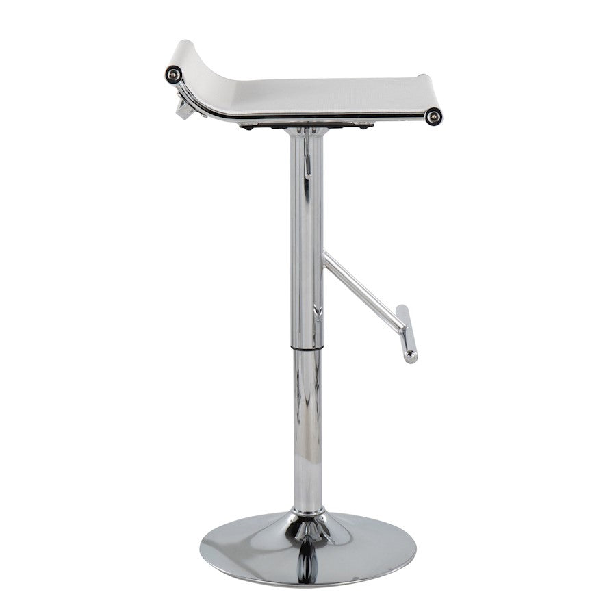 LumiSource Mirage Ale Bar Stool | Chrome and White Mesh | Kitchen Island & Bar Seating | 18 x 16 x 26 in, Adjustable Height | Model BS-MIRALEW