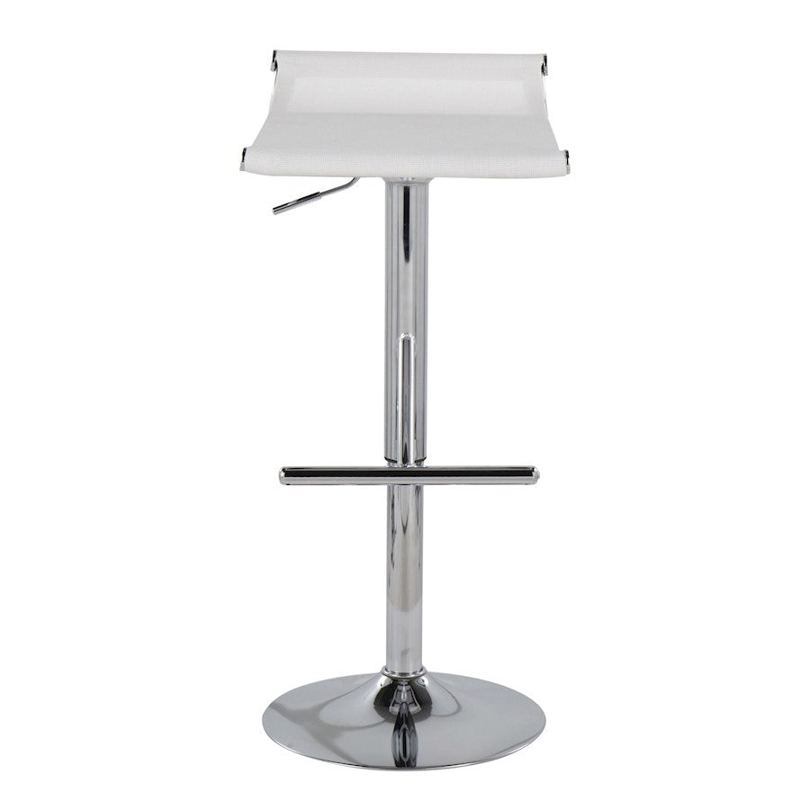 LumiSource Mirage Ale Bar Stool | Chrome and White Mesh | Kitchen Island & Bar Seating | 18 x 16 x 26 in, Adjustable Height | Model BS-MIRALEW