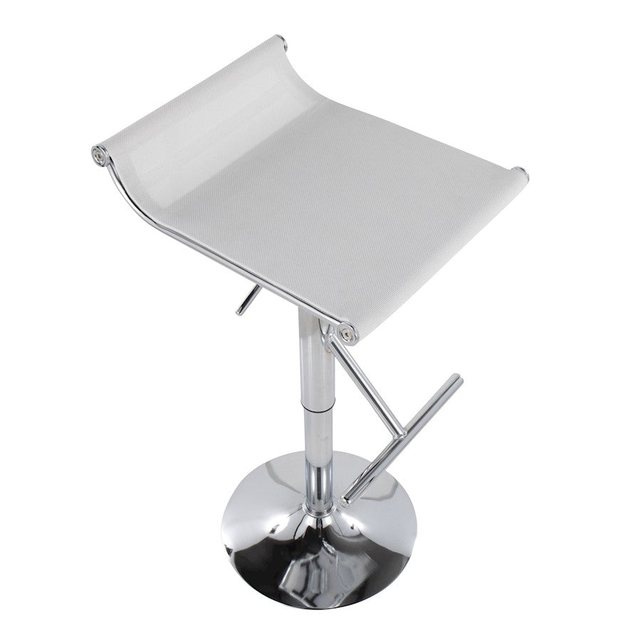 LumiSource Mirage Ale Bar Stool | Chrome and White Mesh | Kitchen Island & Bar Seating | 18 x 16 x 26 in, Adjustable Height | Model BS-MIRALEW
