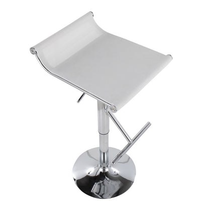 LumiSource Mirage Ale Bar Stool | Chrome and White Mesh | Kitchen Island & Bar Seating | 18 x 16 x 26 in, Adjustable Height | Model BS-MIRALEW