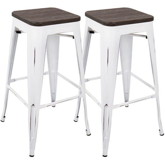 LumiSource Oregon Bar Stool Set of 2 | White and Espresso | Kitchen Counter & Bar Seating | 18 x 18 x 30 in, Fixed Height | Model BS-ORVW-E2