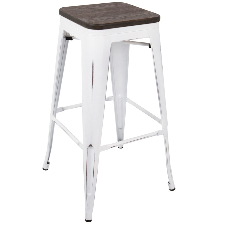 LumiSource Oregon Bar Stool Set of 2 | White and Espresso | Kitchen Counter & Bar Seating | 18 x 18 x 30 in, Fixed Height | Model BS-ORVW-E2