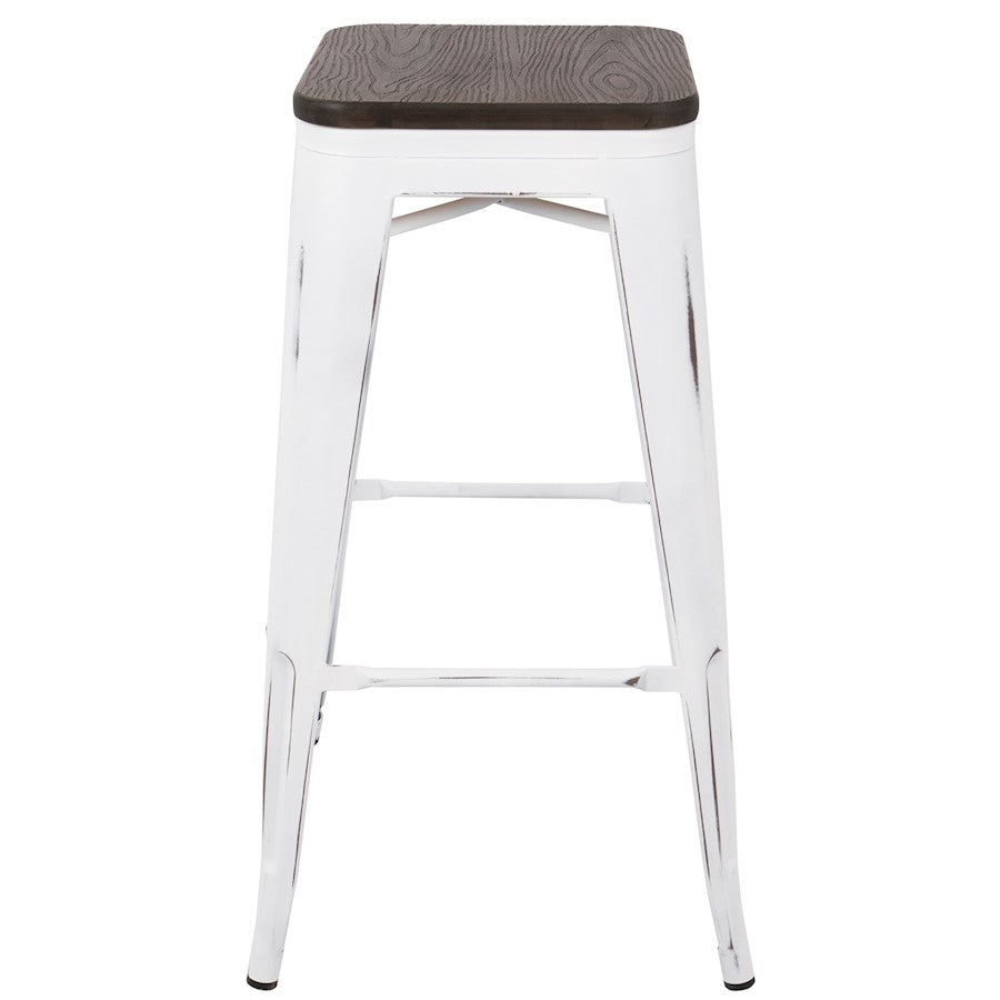 LumiSource Oregon Bar Stool Set of 2 | White and Espresso | Kitchen Counter & Bar Seating | 18 x 18 x 30 in, Fixed Height | Model BS-ORVW-E2