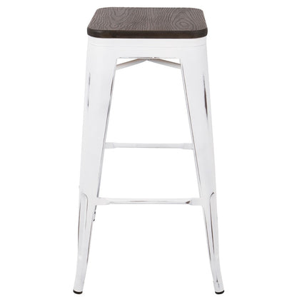 LumiSource Oregon Bar Stool Set of 2 | White and Espresso | Kitchen Counter & Bar Seating | 18 x 18 x 30 in, Fixed Height | Model BS-ORVW-E2