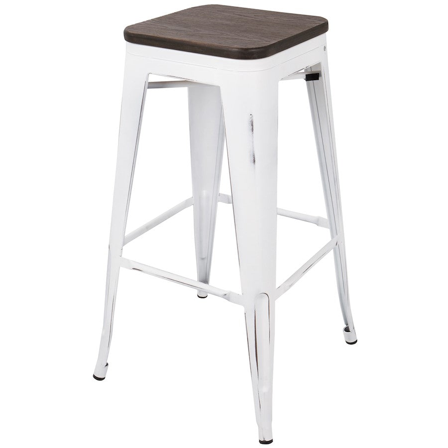 LumiSource Oregon Bar Stool Set of 2 | White and Espresso | Kitchen Counter & Bar Seating | 18 x 18 x 30 in, Fixed Height | Model BS-ORVW-E2