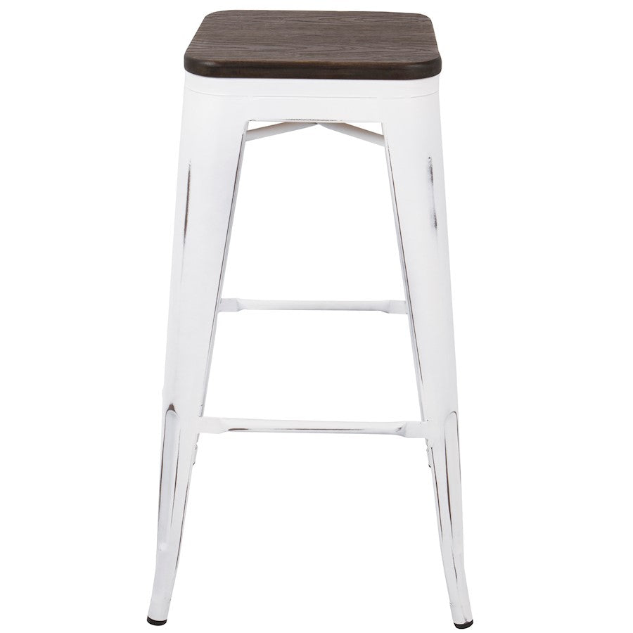 LumiSource Oregon Bar Stool Set of 2 | White and Espresso | Kitchen Counter & Bar Seating | 18 x 18 x 30 in, Fixed Height | Model BS-ORVW-E2