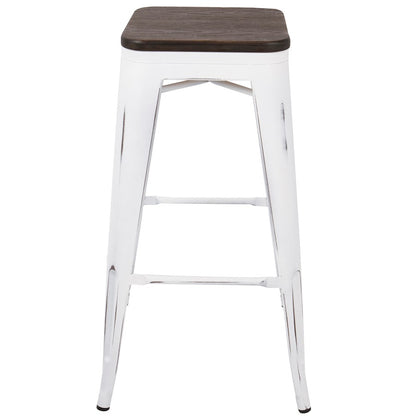 LumiSource Oregon Bar Stool Set of 2 | White and Espresso | Kitchen Counter & Bar Seating | 18 x 18 x 30 in, Fixed Height | Model BS-ORVW-E2